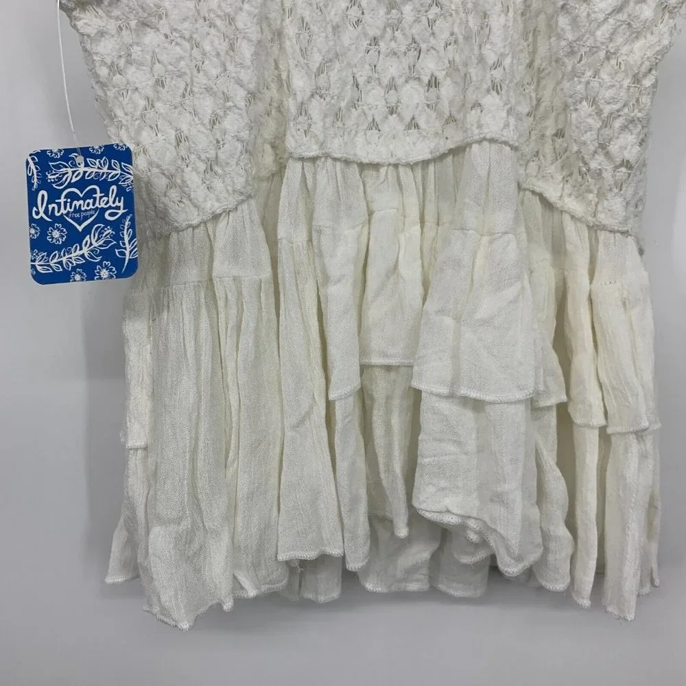 Free People Adella Top Cami White Lace Ruffled Tank NWT